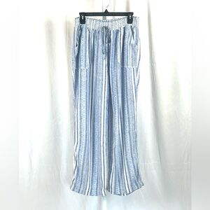 CJ Banks blue/white stripe linen pants 1X 921
